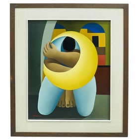 Victor Manuel Cancino (Mexican, born 1929) Figure With Crescent Oil On Canvas