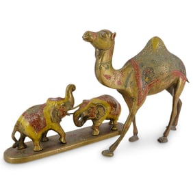 (2 Pc) Antique European Cold Painted Cast Bronze Figurines