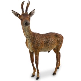 Antique Austrian Cold Painted Bronze Deer Buck