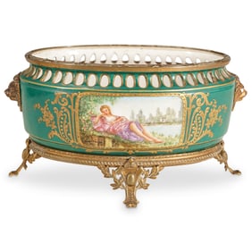 Antique Sevres Porcelain Bronze Mounted Planter
