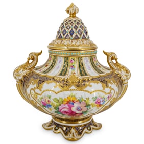 Antique Royal Doulton Hand Painted Lidded Porcelain Urn