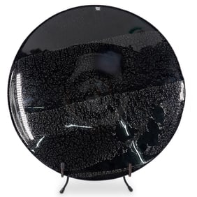 Kosta Boda Black Scavo Glass Charger
