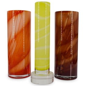 (3 Pc) Kosta Boda Cylindrical Glass Vases