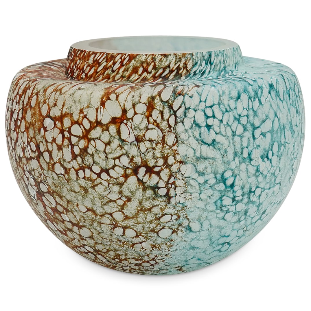 Swedish Kosta Boda Kjell Engman "Reef" Art Glass Vase: DESCRIPTION: Swedish Kosta Boda art glass footed vase by Kjell Engman (Swedish, 1946), from the Reef series from 2002. Marked with signatures along the underside and Kosta Boda sticker hallmark. CIRCA