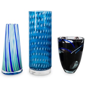 (3 Pc) Kosta Boda Glass Vases