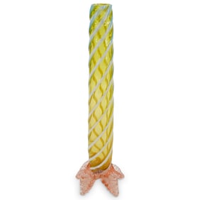 Antique English Uranium Glass Fluted Vase