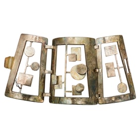 Rachel Gera Israeli Sterling Silver Modernist Cuff Bracelet