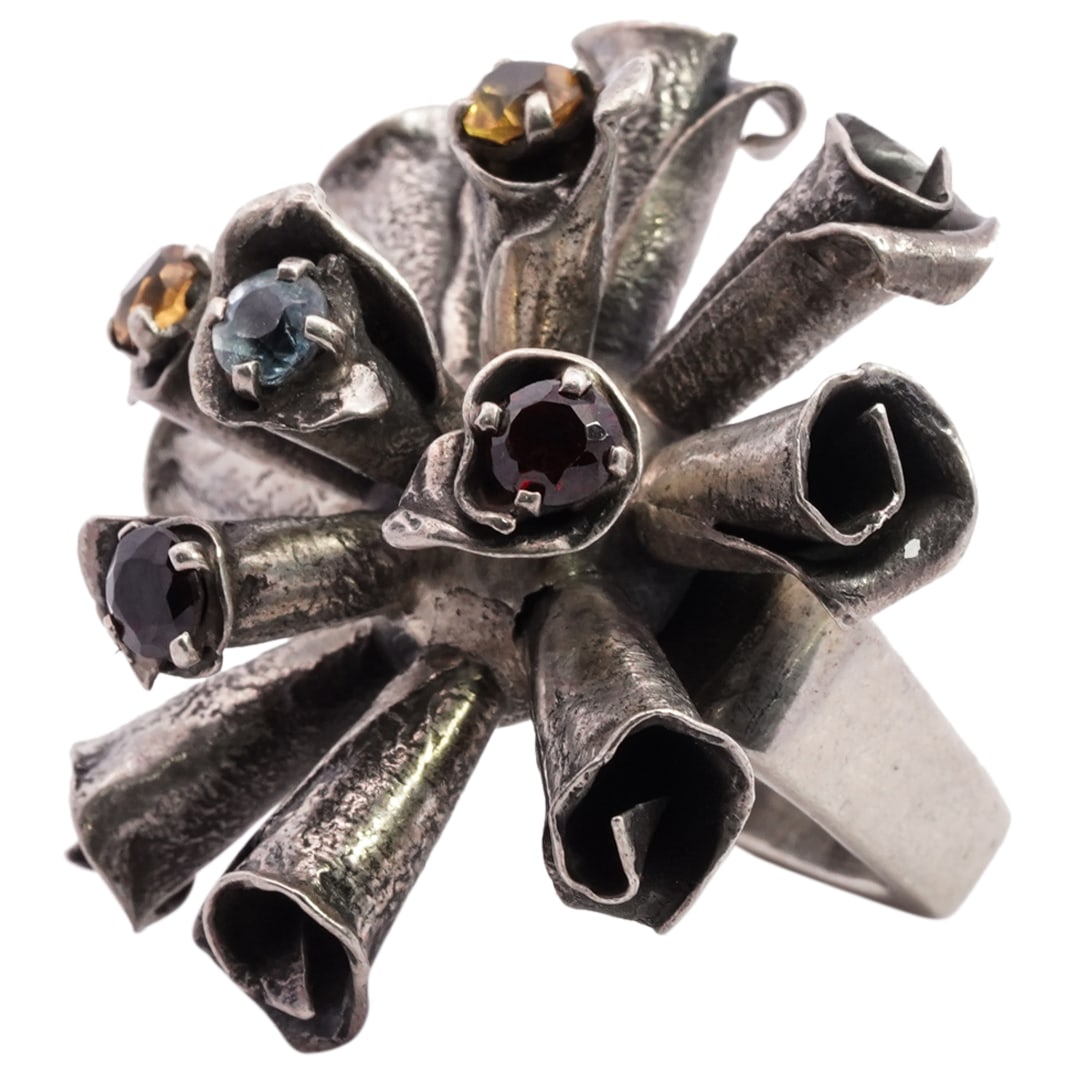 Rachel Gera Sterling Silver and Gemstone Sputnik Ring (1 of 6)