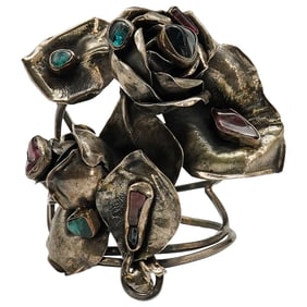 Rachel Gera Sterling Silver and Gemstone Cuff Bracelet