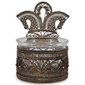 Antique Russian SIlver Plated Filigree Salt Cellar