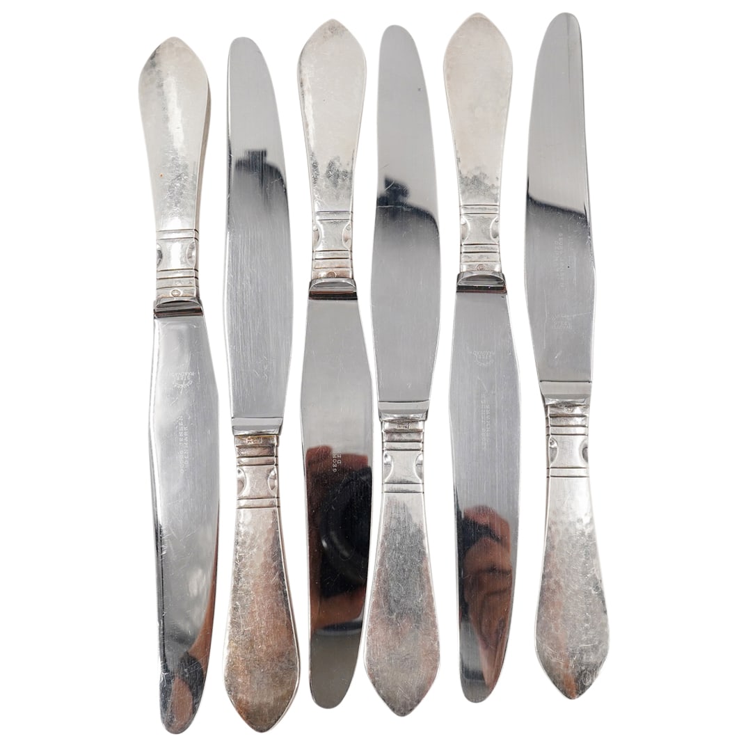(6 Pc) Georg Jensen "Continental" Sterling Handled Knives (1 of 8)