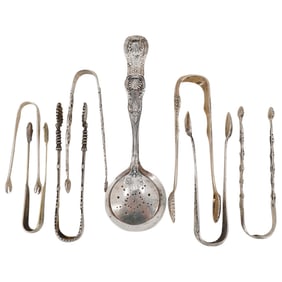 (8 Pc) Silver Tongs