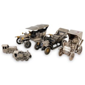 (5 Pc) Silver Model Automobiles & Trains