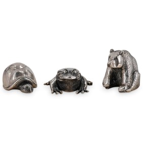 (3 Pc) Antique S. Kirk & Son Miniature Sterling Silver Animals