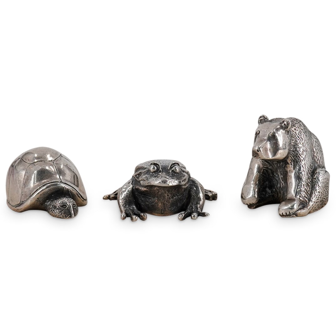 (3 Pc) Antique S. Kirk & Son Miniature Sterling Silver Animals (1 of 12)