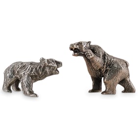 (2 Pc) Sterling Silver Bear Figures