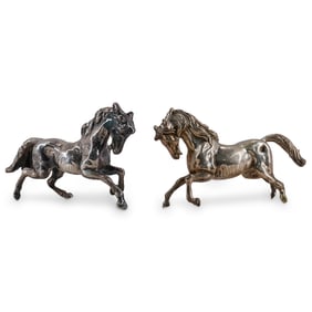(2 Pc) Israeli & Egyptian Silver Horse Figures
