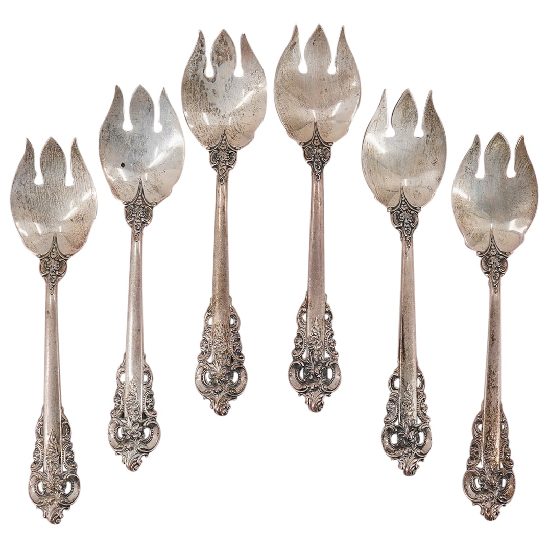 (6) Wallace "Grand Baroque" Sterling Silver Ice Cream Forks (1 of 7)