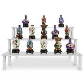 (13 Pc) Chinese Cloisonne Miniature Vases Collection