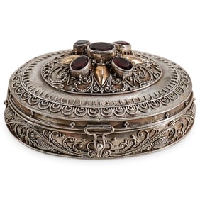 Tibetan Style Sterling Silver Trinket Box