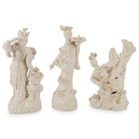 (3 Pc) Vintage Chinese Blanc De Chine Porcelain Goddesses