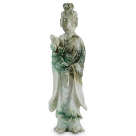 Chinese Carved Jadeite Figure Of A Lady