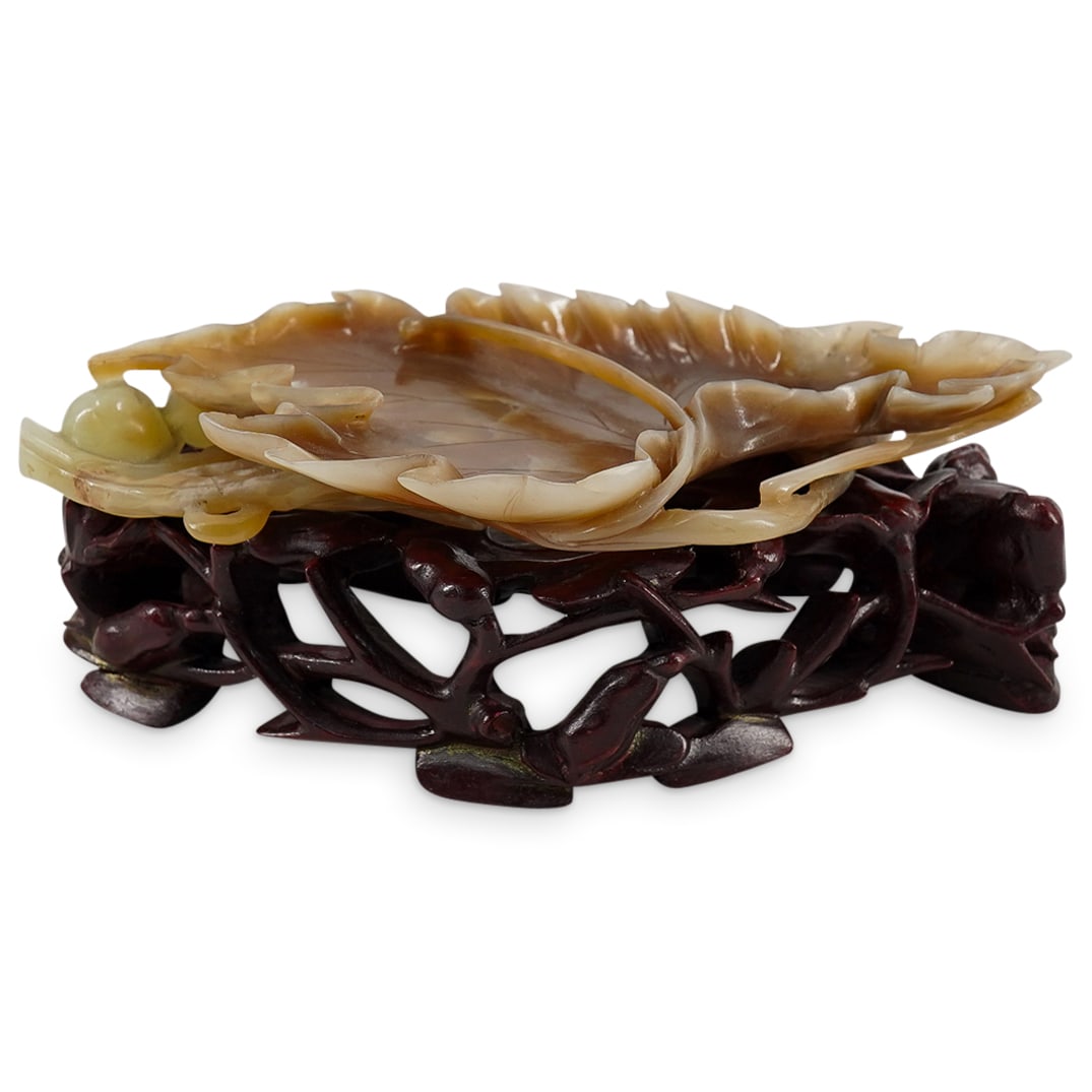 Antique Chinese Carved Jade Lotus Form Brush Washer (1 of 10)