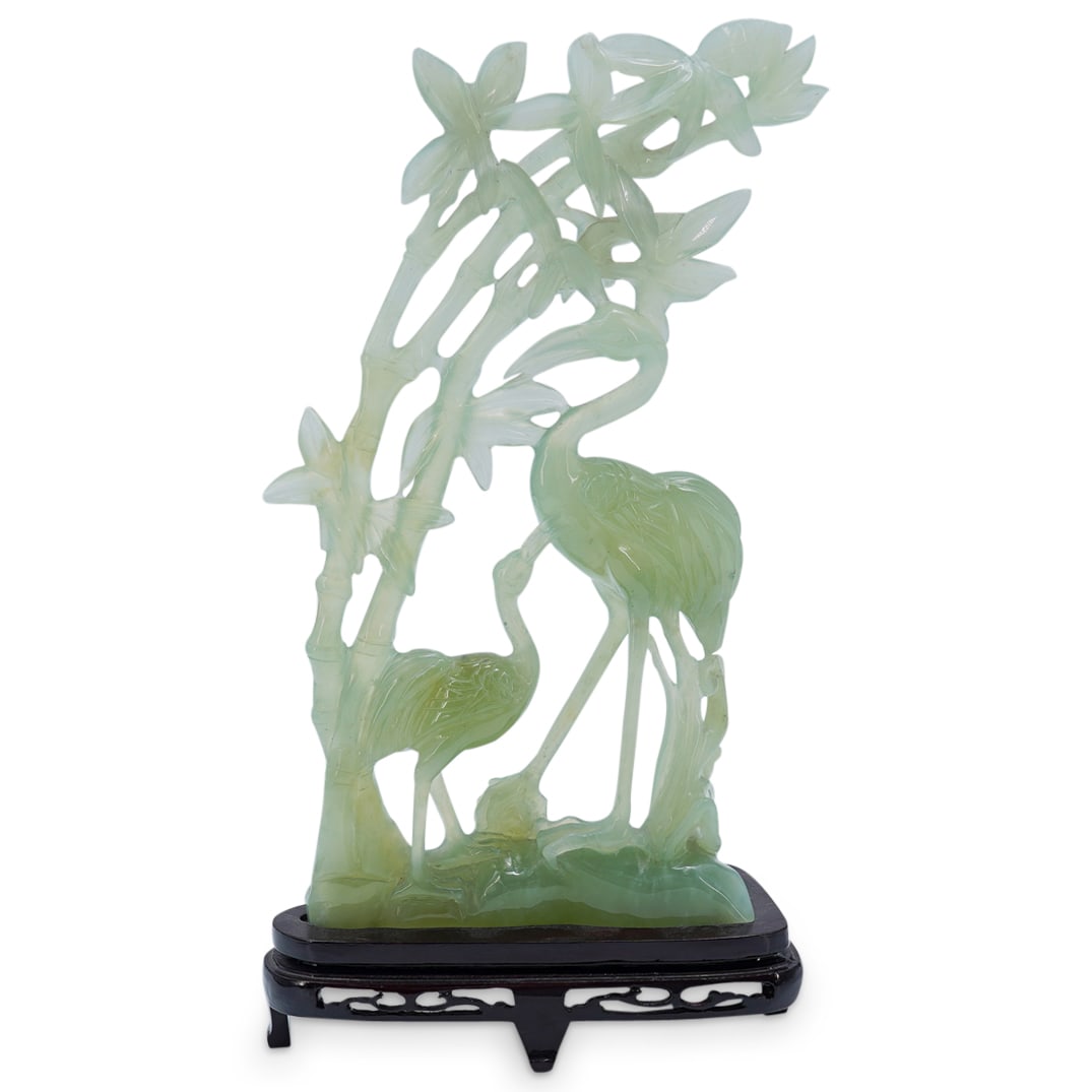 Chinese Serpentine Jade Crane Carving (1 of 7)