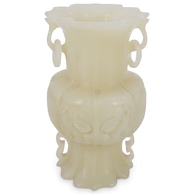 Chinese Carved White Jade Vase