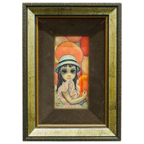 Signed Margaret Keane (American, 1927) - Girl With Balloons Print -1962