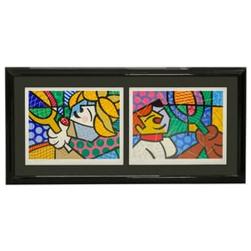 Romero Britto (Brazilian, 1963) L.E. Screenprint Diptych