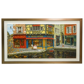 Viktor Shvaiko (Russian, b. 1965) Embellished Giclee Street Scene Painting