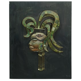 Mid Century Los Castillo Mayan Relief Wall Plaque