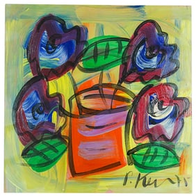 Peter Keil (German, B. 1942) "Flowers" Oil On Panel