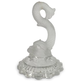 Antique Baccarat Dolphin Koi Fish Sculpture W/ Glass Base