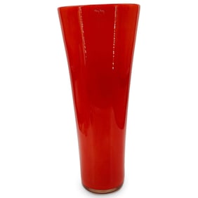 Belgian Henry Dean Large Red Art Glass Vase