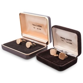 (2 Pc) Vintage Designer Pierre Cardin Gold Tone Cufflinks