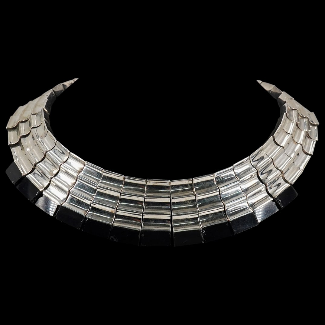 Monteros Mexican Silver & Onyx Necklace (1 of 3)