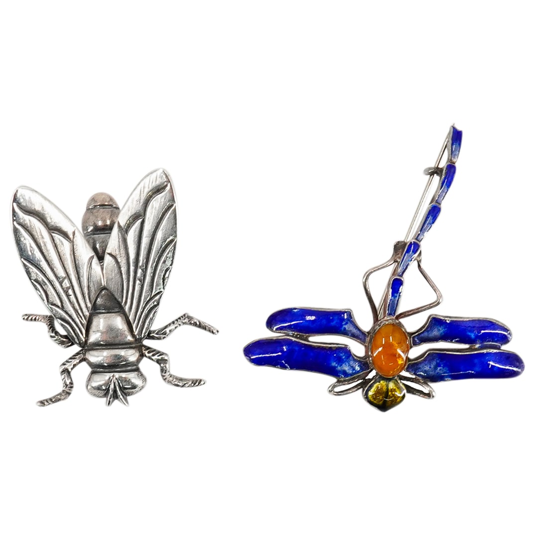 (2 Pc) Sterling Silver Insect Brooches (1 of 12)