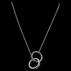 Tiffany & Co Sterling Silver Double Ring Necklace