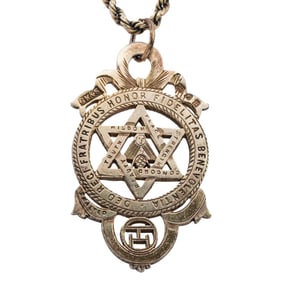 English Sterling Silver Masonic Jewel Pendant Necklace