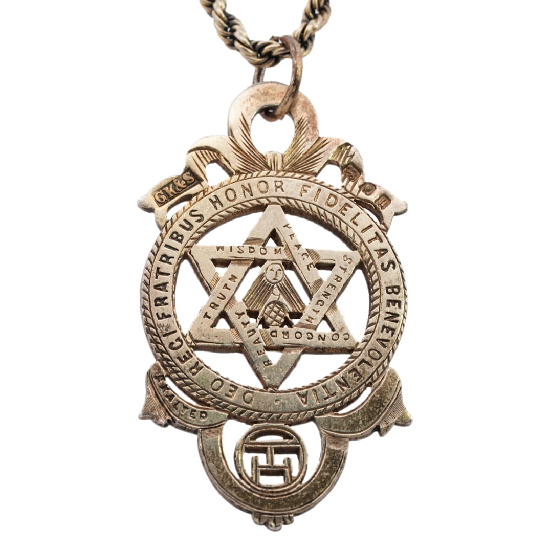 English Sterling Silver Masonic Jewel Pendant Necklace (1 of 4)