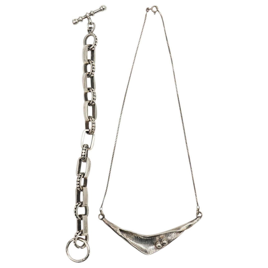 (2 Pc) Sterling Silver Necklace & Bracelet (1 of 12)