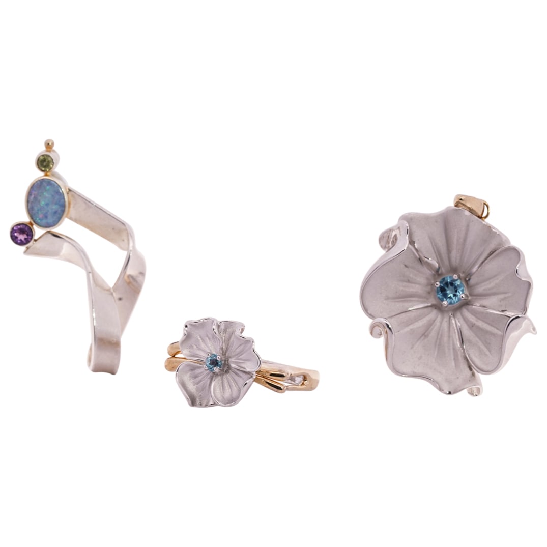 (3 Pc) Sterling Silver Pendants and Ring (1 of 10)