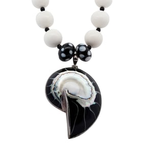 Ammonite and White Coral Beaded Necklace