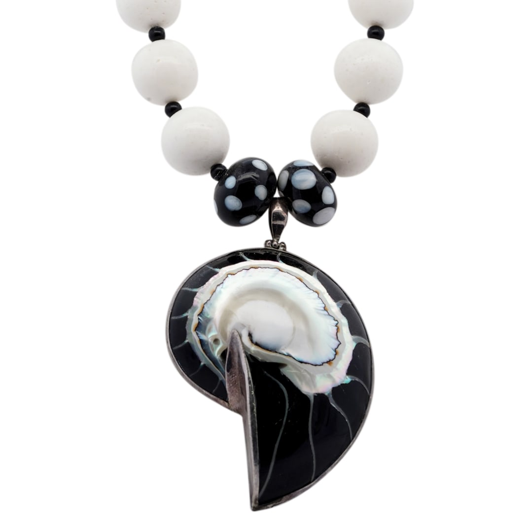 Ammonite and White Coral Beaded Necklace (1 of 7)