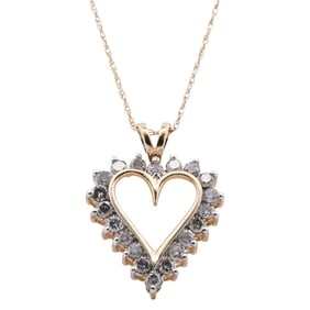 10k Gold and Diamond Heart Pendant Necklace