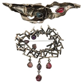 (2 pc) Rachel Gera Sterling Silver Modernist Brooches