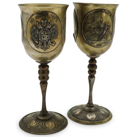 Pair Of Antique Russian Medallioned Chalices