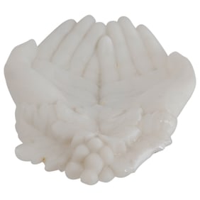 Antique Westmoreland Milk Glass Hands And Grape Bunch Vanity Bowl